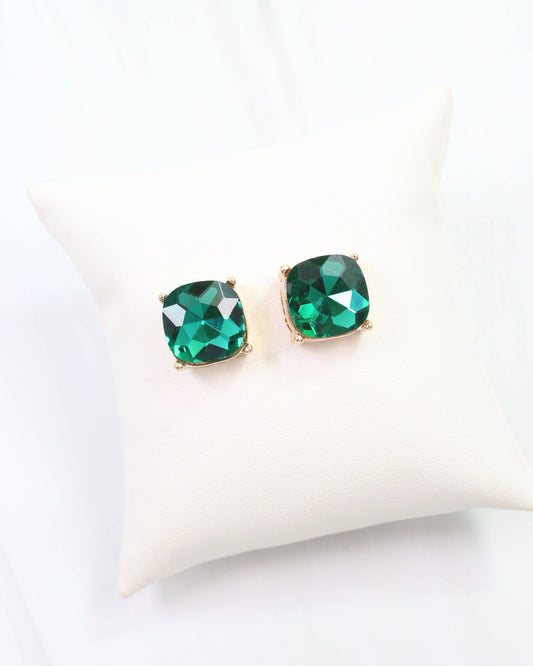 Julien Stone Stud Earring Green: Default