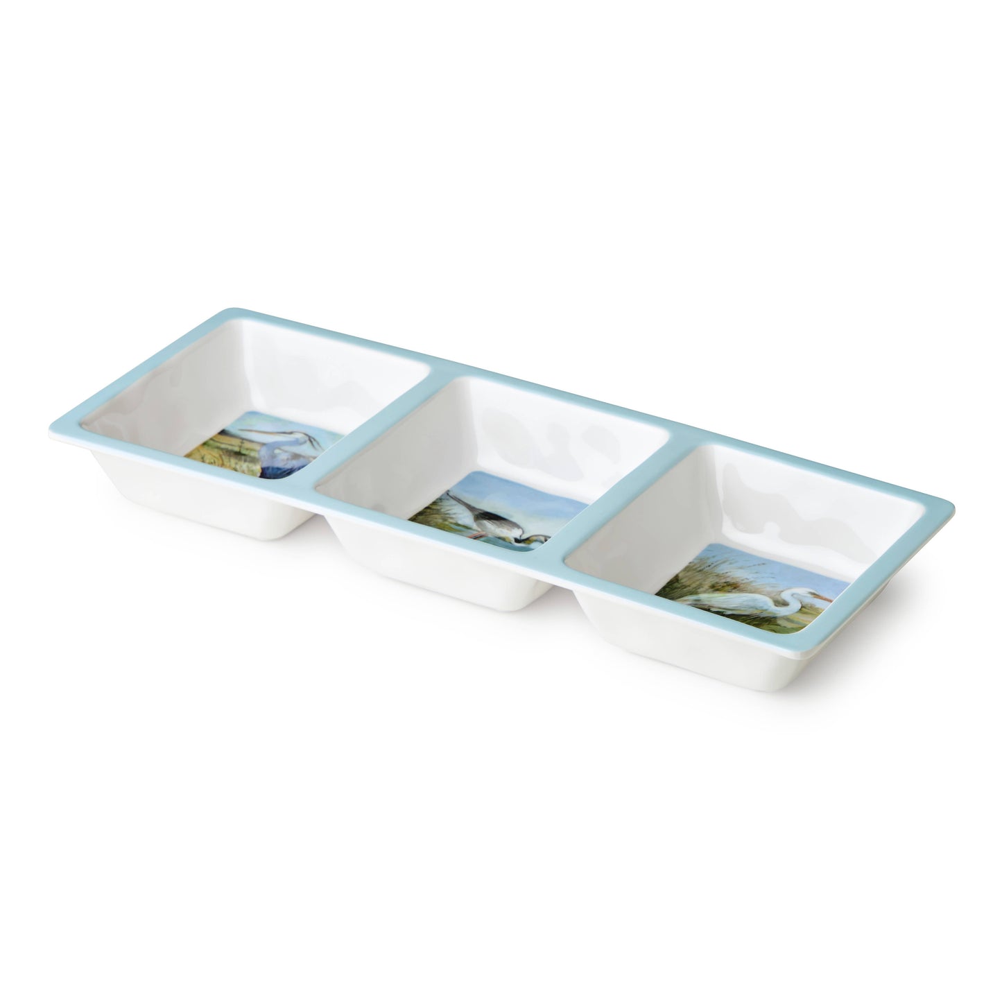 Coastal Birds Melm 3-Section Relish Tray 14.5" x 5.75"