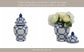 Ceramic Links Flower Decorative Temple Jar - Blue, 11 in.