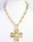 Cayce Large Cross Charm Necklace Gold: Default