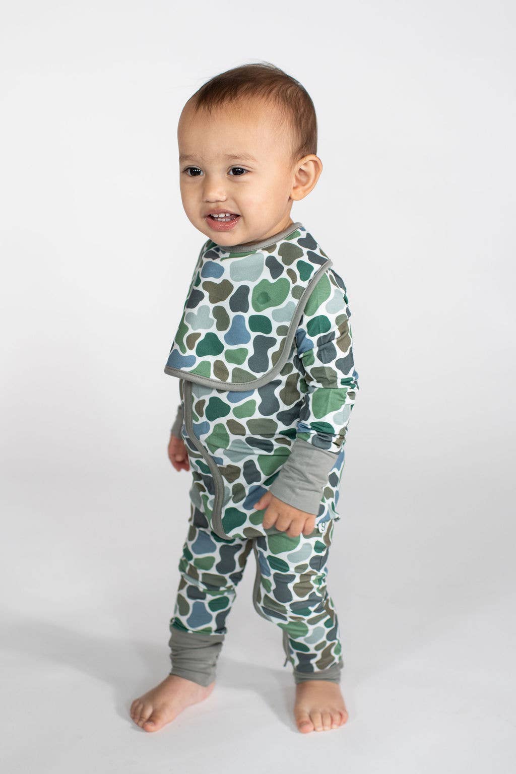 Pebble Camo - Zip Convertible PJs: 3-6M