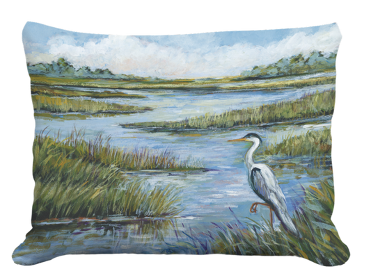 Pillow - Heron Marsh - indoor / outdoor cushion: 19x24