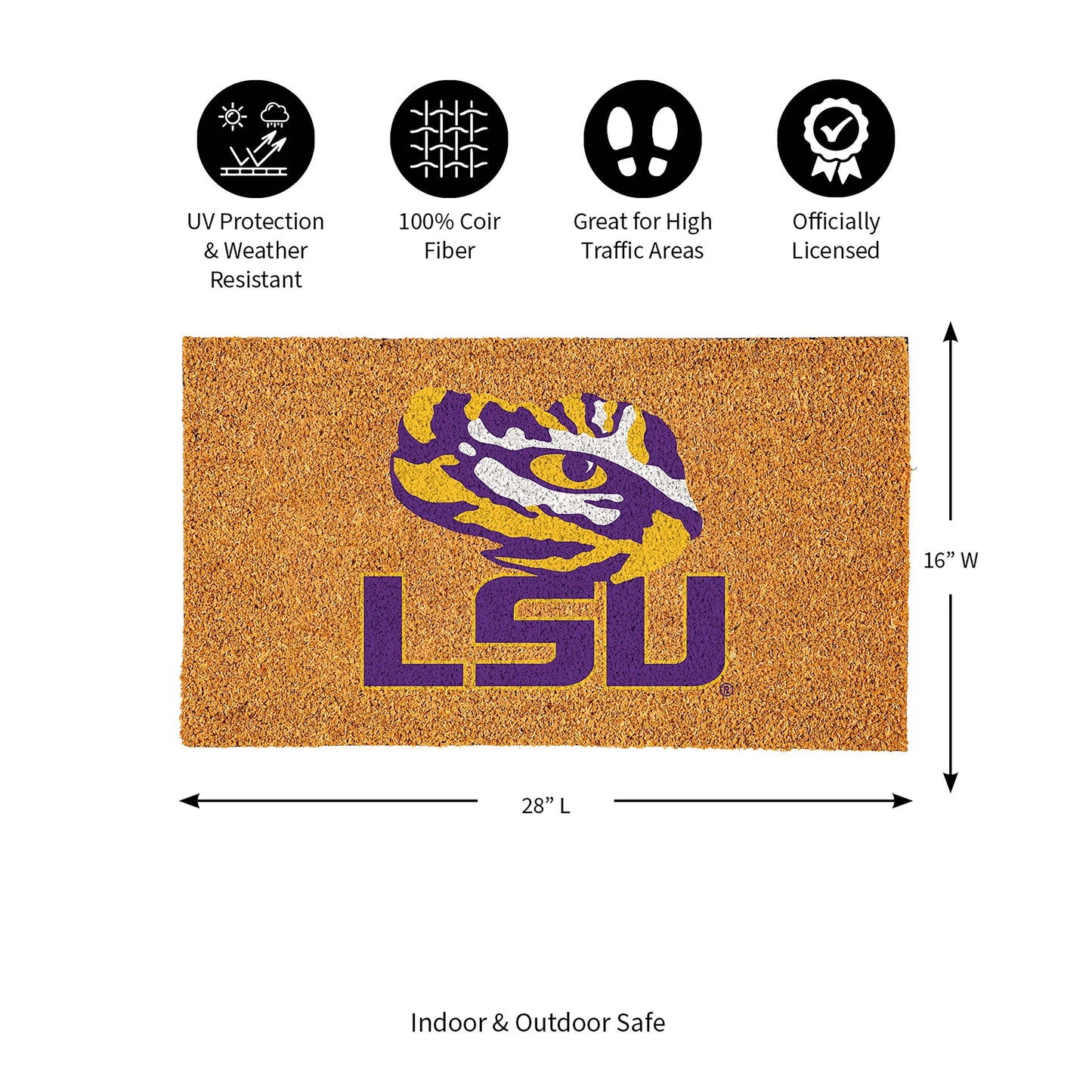 Coir Mat, 16"x28", Louisiana State University