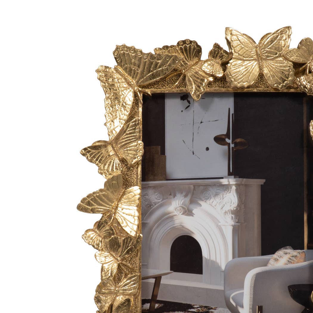 Photo Frame - Gold Resin Butterflies Border,  4x6 in.