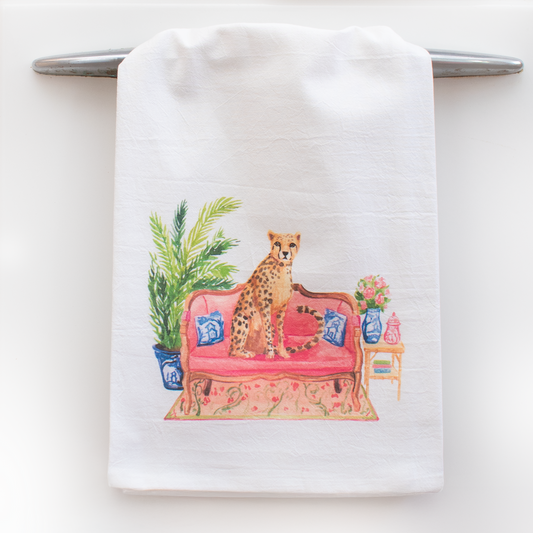 Fancy Cheetah Tea Towel
