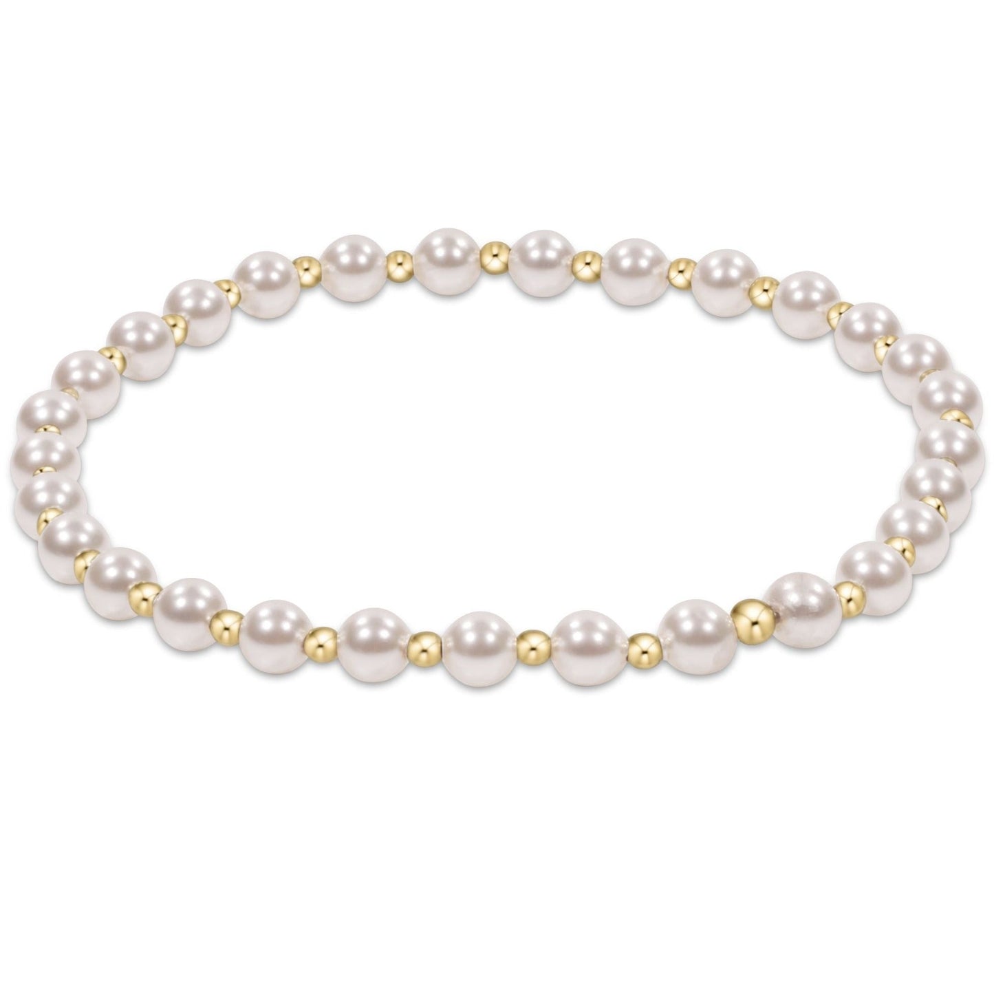 Classic Grateful Pattern 4mm Bead Bracelet - Pearl