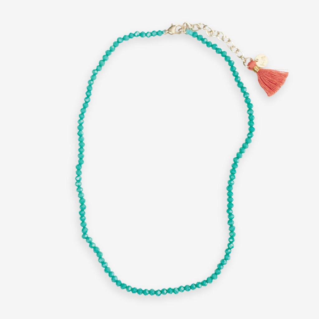 Hayden Solid Single Strand Crystal Necklace With Tassel Turquoise