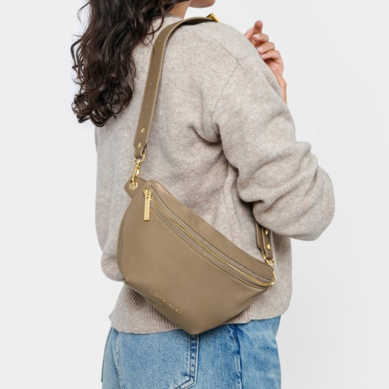 Nylon-Luxe Belt Bag in Taupe