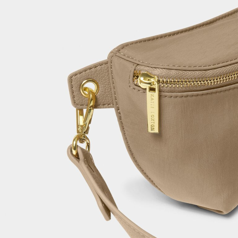 Nylon-Luxe Belt Bag in Taupe