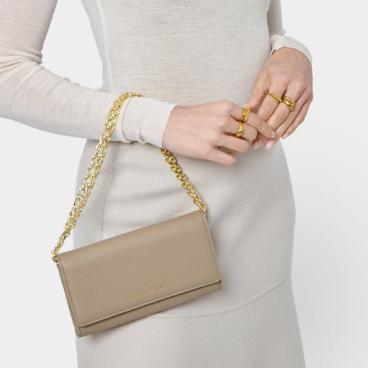 Rubi Chain Crossbody Purse in Light Taupe