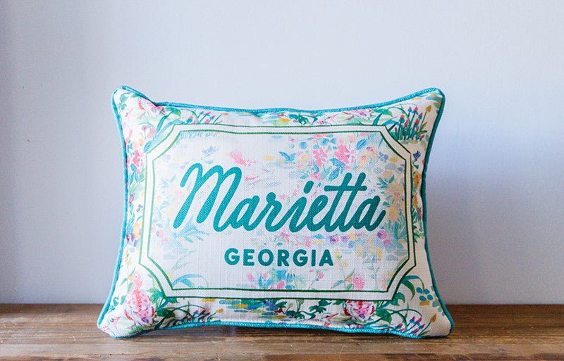 Feathergien Pattern Hometown + Accent Piping Pillow - Welcome