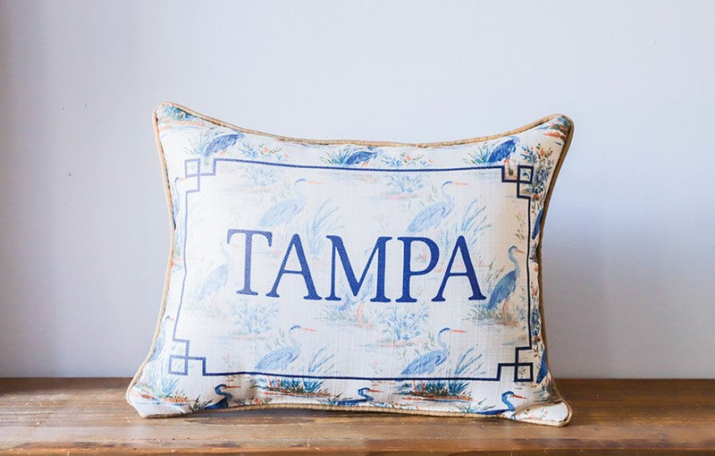 Painted Heron Pattern Hometown Pillow - Louisiana - Sand Piping