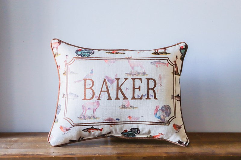 Wildlife Pattern Boy Name + Accent Piping