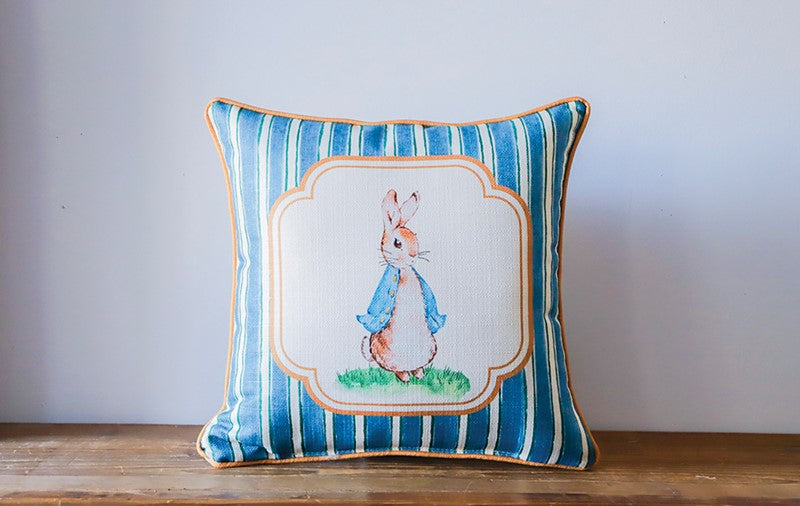 Blue Stripe Peter Rabbit + Accent Piping Pillow