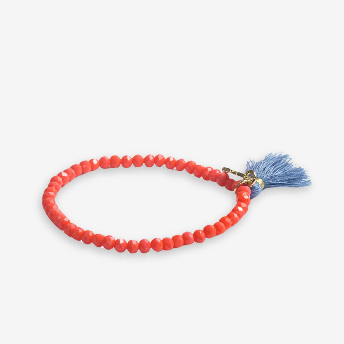 Patsy Solid Crystal Stretch Bracelet w/Tassel - Coral