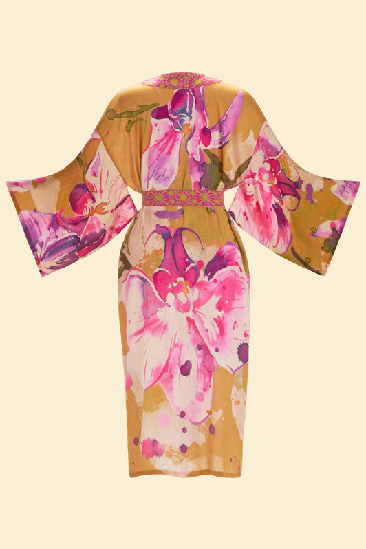 Mustard Orchid Kimono Gown