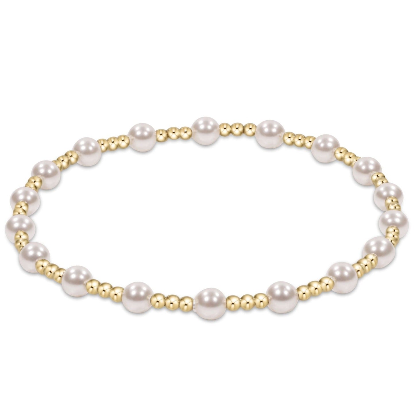 Classic Sincerity Pattern 4mm Bead Bracelet - Pearl