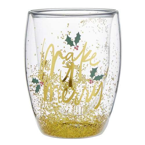 Double Walled Stemless Wine Glass - Make it Merry