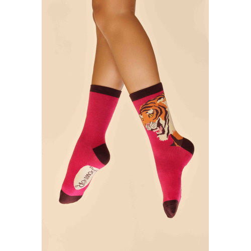 Thrill of the Tiger Ankle Socks - Fuchsia