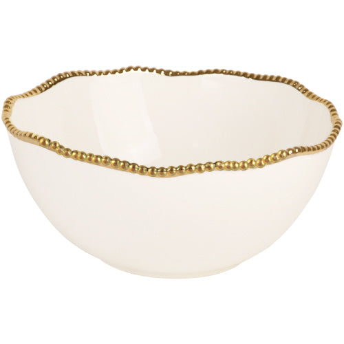 White Gold Beaded Serve Bowl