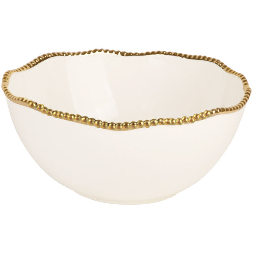 White Gold Beaded Serve Bowl -10"
