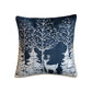 Cotton Velvet Printed Foil Pillow w/Winter Scene & Piping