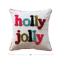 Cotton Slub Pillow w/Tufting & Pom Pom Trim  "holly jolly"