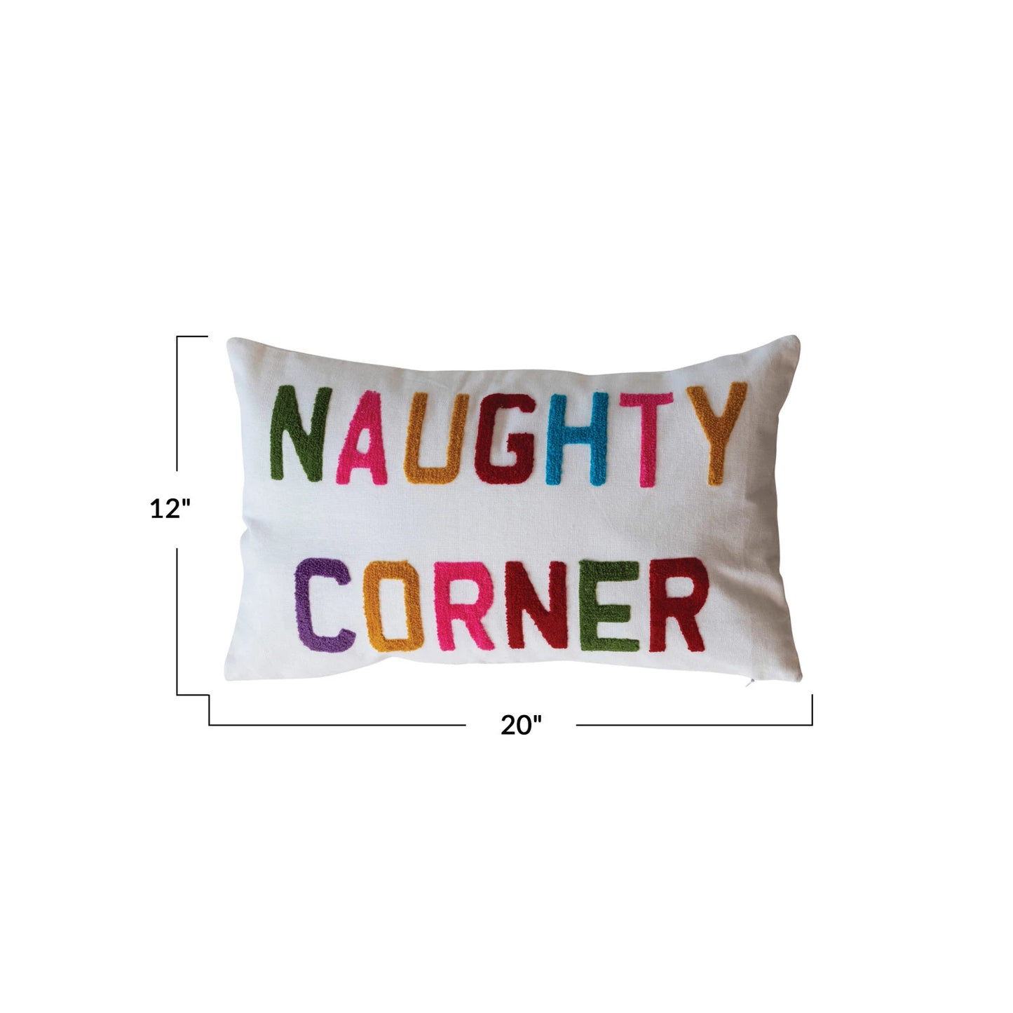 Cotton Slub Lumbar Pillow w/Tufting "Naughty Corner"