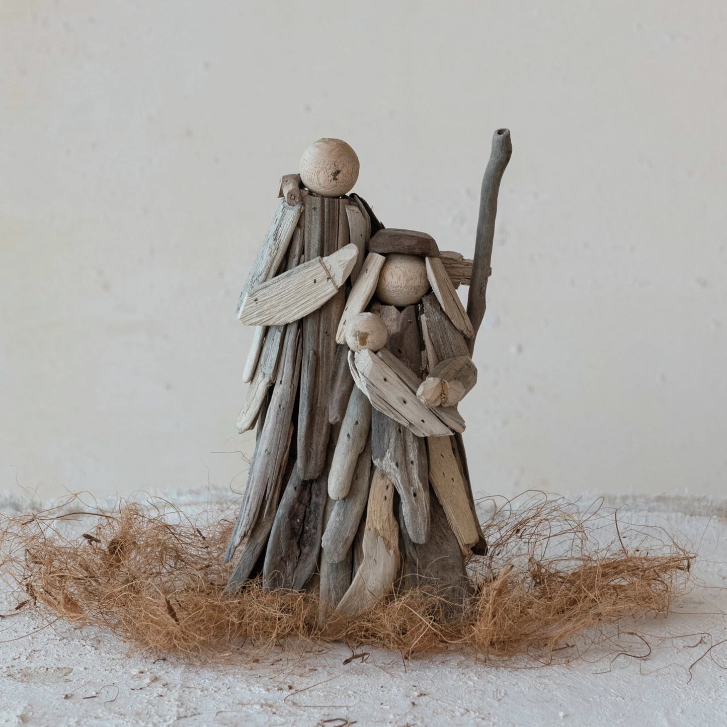 Handmade Driftwood Holy Family, Natural