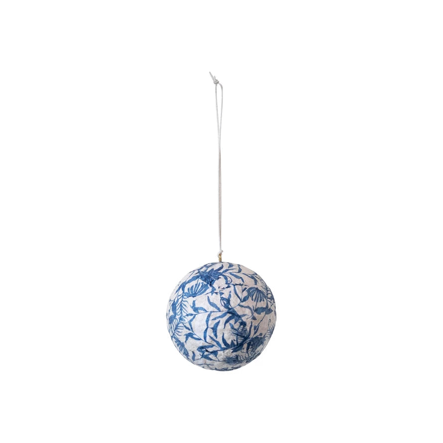 Recycled Printed Paper Mache Ball Ornament ( Each One Will Vary)