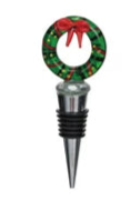Zinc Alloy Wine Stopper w/ Hand-Painted Glass Holiday Icon, 8 Styles