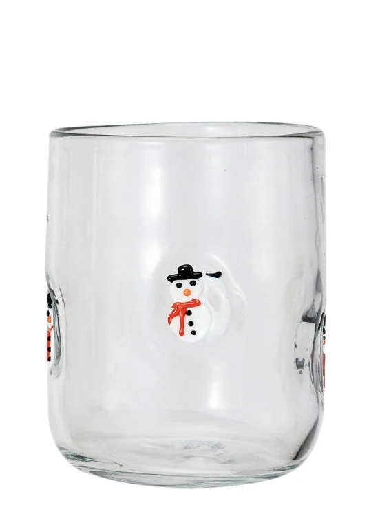 Drinking Glass w/Embedded Holiday Icon Pattern (4 Styles)