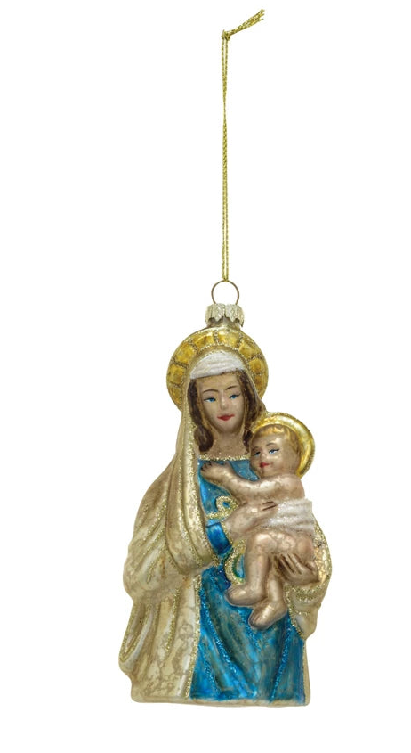 Hand-Painted Glass Virgin Mary & Child Ornament (2 Styles)