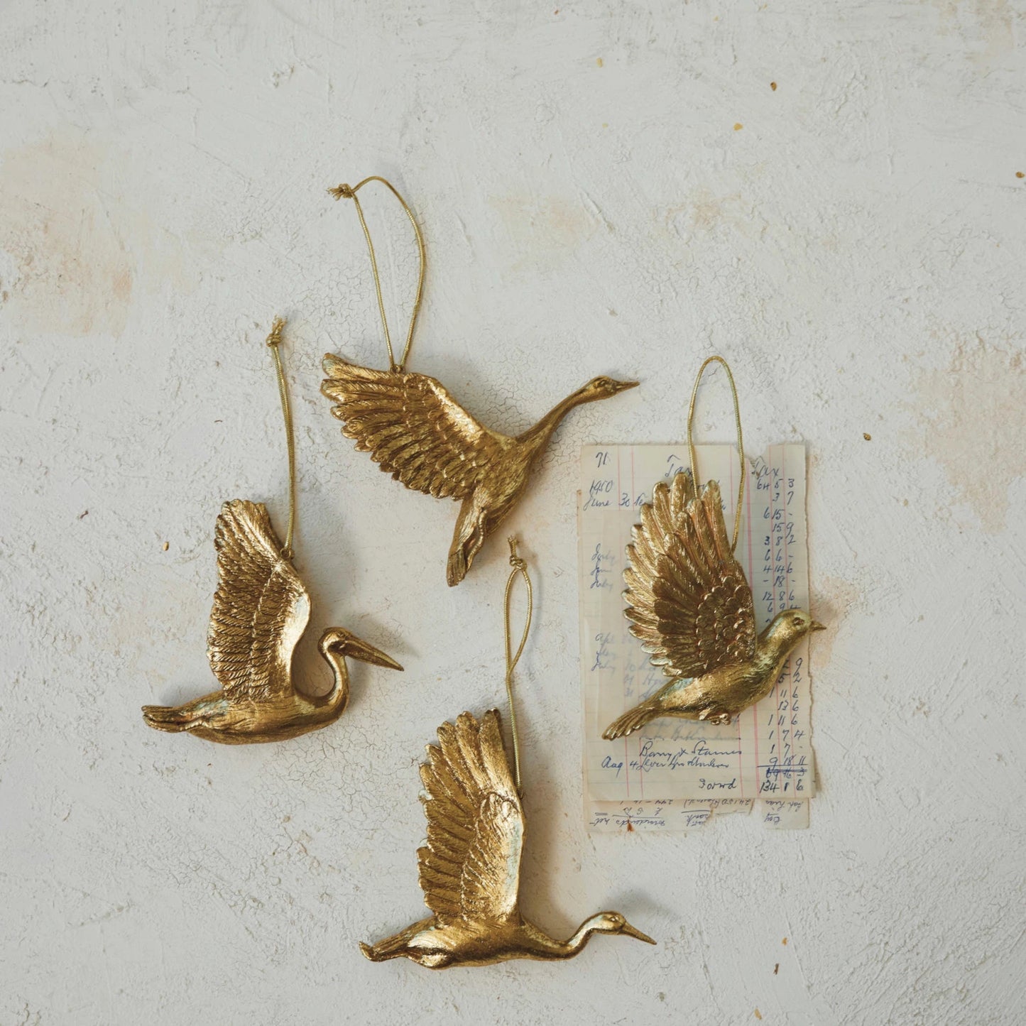 Resin Flying Bird Ornament, Gold Finish (4 Styles)