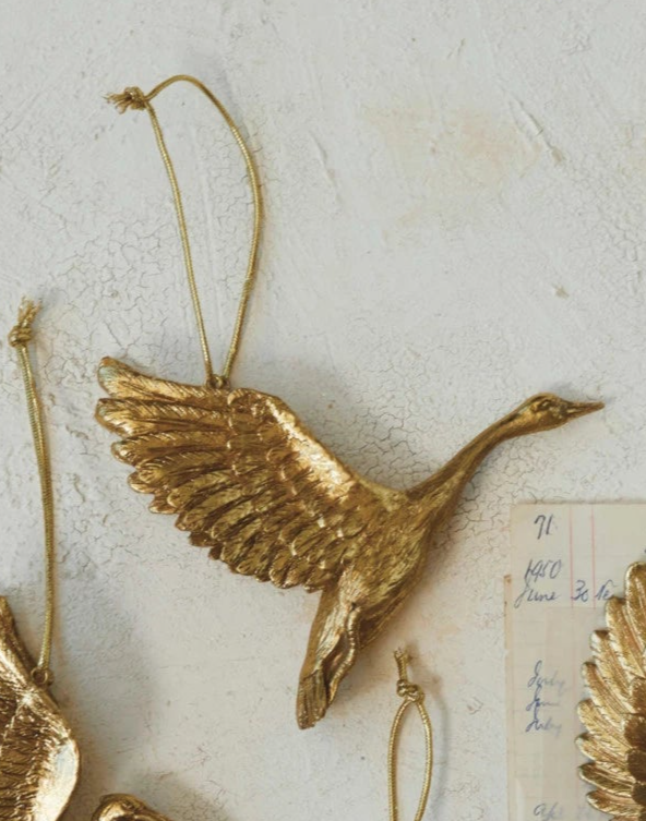 Resin Flying Bird Ornament, Gold Finish (4 Styles)