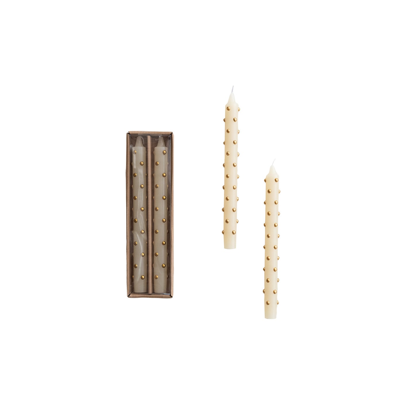 Unscented Taper Candles w/3D Dots in Box (Set of 2)