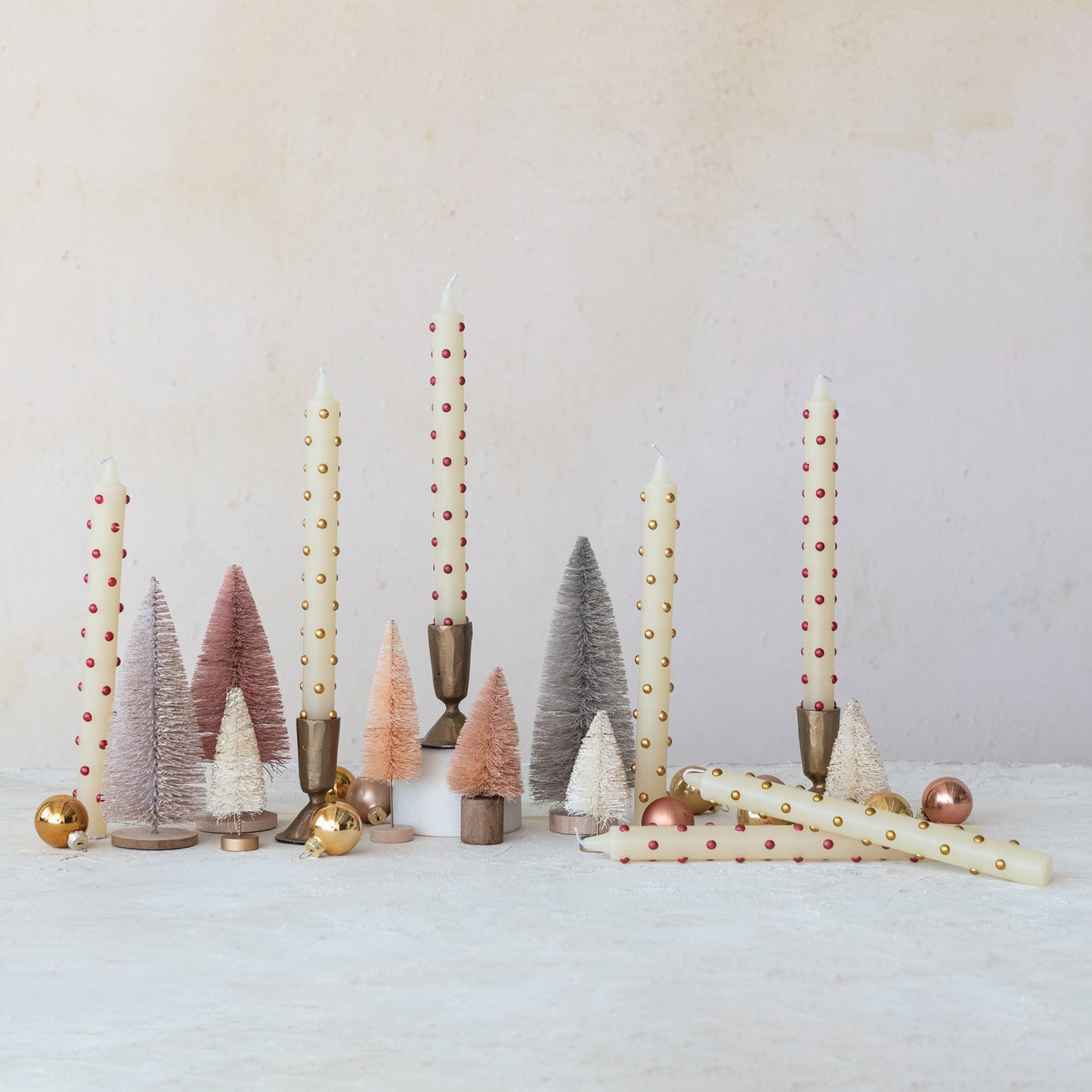 Unscented Taper Candles w/3D Dots in Box (Set of 2)