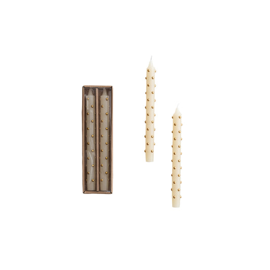 Unscented Taper Candles w/3D Dots in Box (Set of 2)