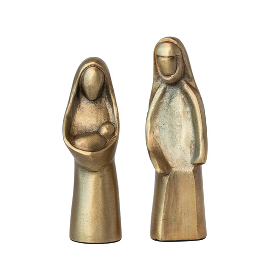 Cast Aluminum Holy Family - Antique Gold Finish (Set of 2)