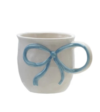Stoneware Mug w/Bow Handle (4 Colors)
