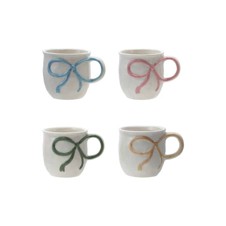 Stoneware Mug w/Bow Handle (4 Colors)