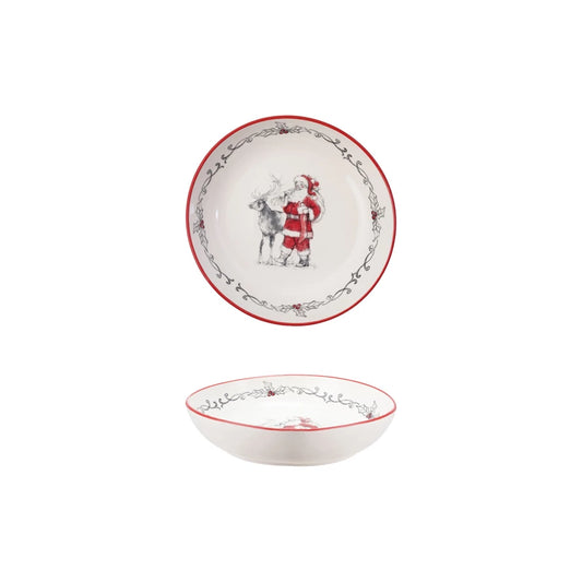 Stoneware Bowl w/Santa & Reindeer