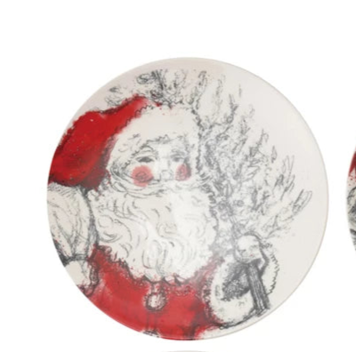 Stoneware Plate w/Santa Image (4 Styles)