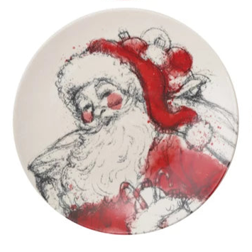 Stoneware Plate w/Santa Image (4 Styles)