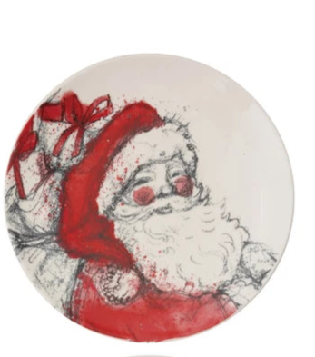 Stoneware Plate w/Santa Image (4 Styles)