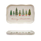 Stoneware Scalloped Platter w/Trees & Gold Electroplating