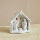 Stoneware Holy Family Tealight Holder with Star Cut-Outs, White