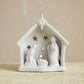 Stoneware Holy Family Tealight Holder with Star Cut-Outs, White