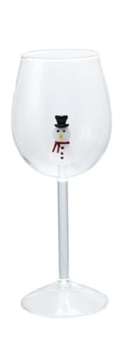 Stemmed Wine Glass w/Holiday Figure Inside (4 Styles)