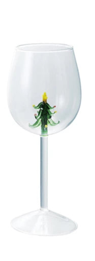 Stemmed Wine Glass w/Holiday Figure Inside (4 Styles)